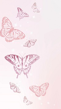 Feminine pink butterfly phone wallpaper | Premium Photo - rawpixel