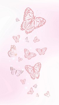 Feminine pink butterfly phone wallpaper