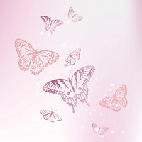 Feminine pink butterfly illustration background