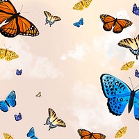 Aesthetic butterfly sky illustration background