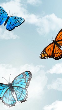 Beautiful butterfly sky phone wallpaper