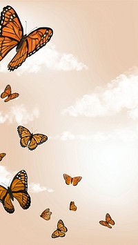 Orange butterfly sky phone wallpaper