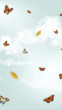 Beautiful butterfly sky phone wallpaper