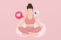 Woman meditating 3D remix vector illustration