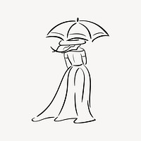 Woman under umbrella clipart illustration vector. Free public domain CC0 image.