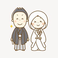 Traditional Japanese wedding clipart illustration vector. Free public domain CC0 image.