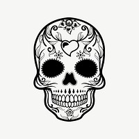 Day of the dead vintage icon clipart illustration psd. Free public domain CC0 image.