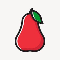 Red pear illustration. Free public domain CC0 image.