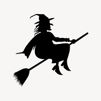 Witch silhouette clipart illustration vector. Free public domain CC0 image.