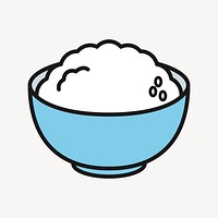 Bowl of rice collage element vector