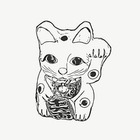 Maneki Neko outline clip art psd