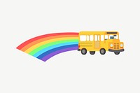 Rainbow school bus clip art psd