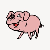 Smiling pig collage element vector