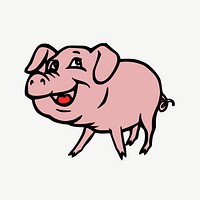 Smiling pig design element psd