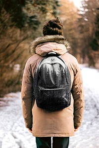 Black backpack mockup psd