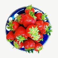 Red strawberry in bowl design element psd