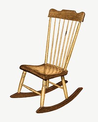 Wooden rocking chair psd