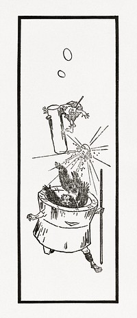 Plant pot running, vintage illustration. Public domain image from our own original 1884 edition of The Ornamental Arts Of Japan. Digitally enhanced by rawpixel.