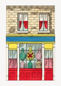 Vintage shop front chromolithograph art. Remixed by rawpixel. 