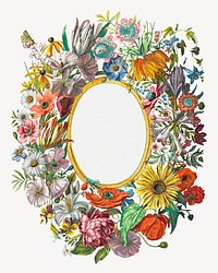 Vintage floral frame chromolithograph art. Remixed by rawpixel. 