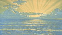 Sunrise over ocean background. Remixed by rawpixel. 