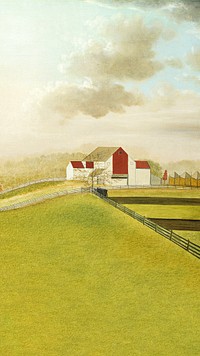 Farm oil painting mobile wallpaper. Remixed by rawpixel. 