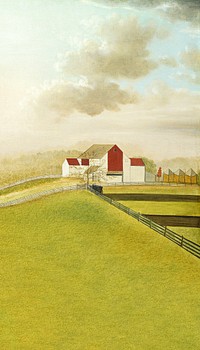 Farm oil painting mobile wallpaper. Remixed by rawpixel. 