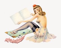 Vintage sexy woman chromolithograph art illustration. Remixed by rawpixel. 