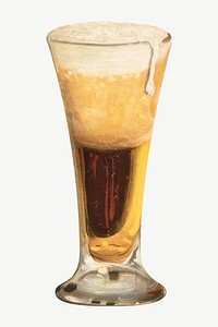 Vintage beer glass, chromolithograph illustration psd. Remixed by rawpixel. 