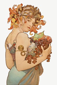 Alfons Mucha's woman art nouveau illustration psd. Remixed by rawpixel. 