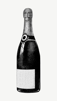 Champagne bottle vintage illustration psd. Remixed by rawpixel. 