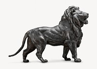 Standing lion statue, attributed to Antoine-Louis Barye. Remixed by rawpixel.