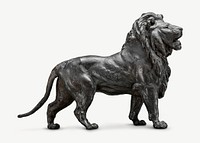 Standing lion statue, attributed to Antoine-Louis Barye psd. Remixed by rawpixel.