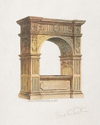 Monument of Richard Jervoice, 1563 (19th century), vintage architecture illustration. Original public domain image from The MET Museum.  Digitally enhanced by rawpixel.