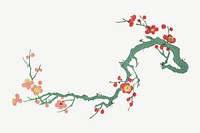 Cherry blossom flower branch, vintage botanical illustration by Ooka Shunboku psd. Remixed by rawpixel.