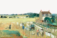 Countryside landscape border, vintage painting by Berthe Morisot. Remixed by rawpixel.
