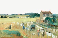 Countryside landscape border psd, vintage painting by Berthe Morisot. Remixed by rawpixel.