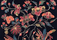 Japanese flower background, vintage fabric textile design. Remixed by rawpixel.