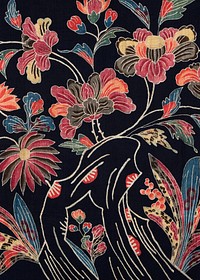 Japanese flower background, vintage fabric textile design. Remixed by rawpixel.