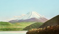 Mount Fuji background, vintage Japanese illustration. Remixed by rawpixel.