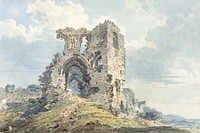 Denbigh Castle (1793), vintage architecture illustration by Thomas Girtin. Remixed by rawpixel.