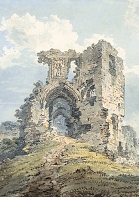 Denbigh Castle (1793), vintage architecture illustration by Thomas Girtin. Remixed by rawpixel.