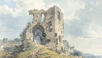 Denbigh Castle (1793), vintage architecture illustration by Thomas Girtin. Remixed by rawpixel.