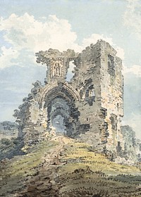 Denbigh Castle (1793), vintage architecture illustration by Thomas Girtin. Remixed by rawpixel.