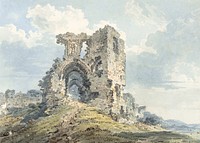Denbigh Castle (1793), vintage architecture illustration by Thomas Girtin. Remixed by rawpixel.