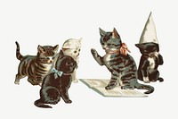 Little kittens, vintage pet animal illustration psd. Remixed by rawpixel.