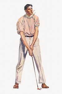 Golfing man, vintage sport illustration by Edward Penfield. Remixed by rawpixel.