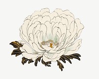 White flower, vintage botanical illustration by Shibata Zeshin psd. Remixed by rawpixel.