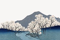 Mount Fuji landscape border, vintage Japanese illustration by Hiroshige Andō. Remixed by rawpixel.