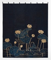 Temple hanging (noren) (19th century), lotus flower fabric textile. Original public domain image from The Minneapolis Institute of Art.  Digitally enhanced by rawpixel.